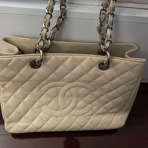 Authentic Chanel GST cream tote bag